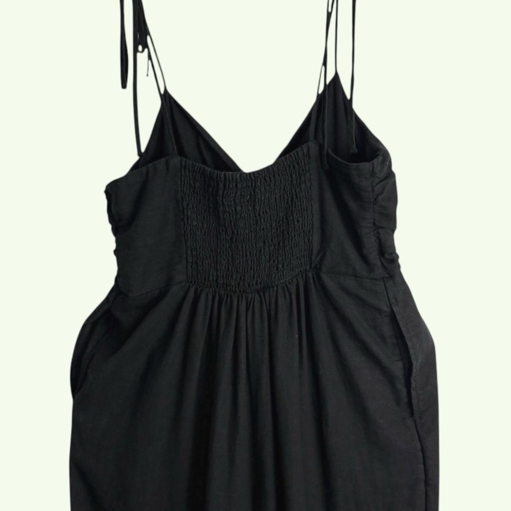 Old Navy Black Linen Blend Twist Cami Wide-Leg Jumpsuit S Lagom Boho Hippie Fest - Picture 7 of 11